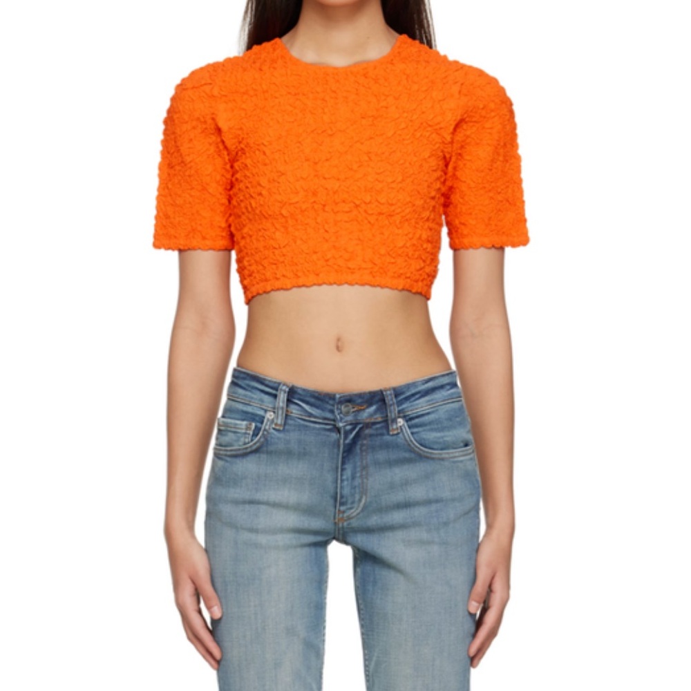 Ganni Popcorn Orange Cropped Top size 34